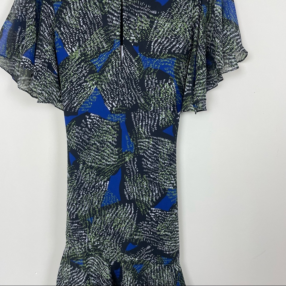 REISS Sophie Chiffon Mini Dress Green Jungle Print Green  Size 0 - Picture 9 of 12